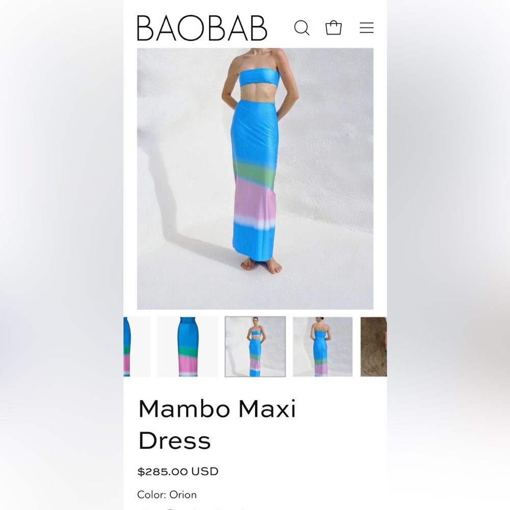 NWT Baobab Mambo long dress, in color Orion blue/green/purple sz Large orig $285